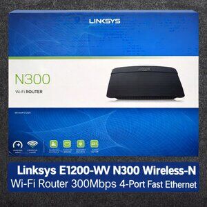 Linksys E1200-WV N300 Wireless-N WiFi Router 2.4GHz 4-Port Ethernet NEW Sealed